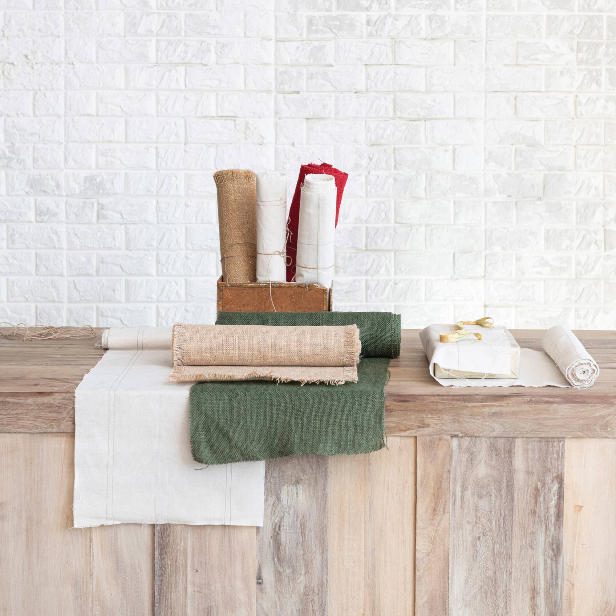 Hello Honey® Natural & Green Woven Torn Cotton Blend Fabric Roll Set